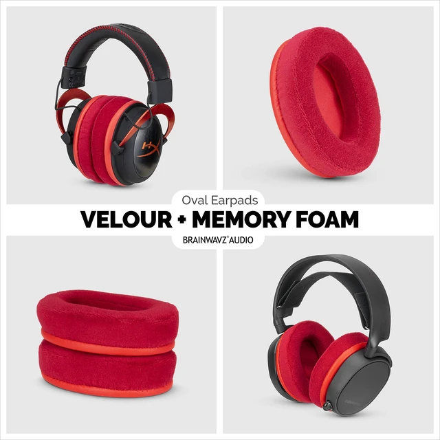 Alt view image 7 of 7 - Velor Replacement Ear Pads for HyperX Cloud & Alpha, ATH M50X, Steelseries Arctis, Logitech G Pro & More Headphones, Soft Velour, Memory Foam & Long Lasting Earpads by - Red