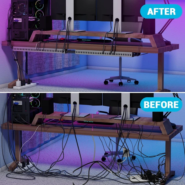 Alt view image 4 of 6 - Open Slot Wire Duct Kit, 125.6"(8 x 15.7) Server Rack Cable Management, Cable Management Raceway for Hide Network HDMI VGA Cable, Wiring Raceway Cable Duct, Desk Wire Channel, 8 Pack, Grey