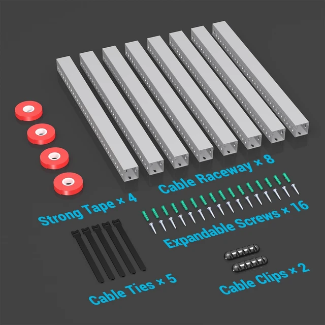 Alt view image 6 of 6 - Open Slot Wire Duct Kit, 125.6"(8 x 15.7) Server Rack Cable Management, Cable Management Raceway for Hide Network HDMI VGA Cable, Wiring Raceway Cable Duct, Desk Wire Channel, 8 Pack, Grey