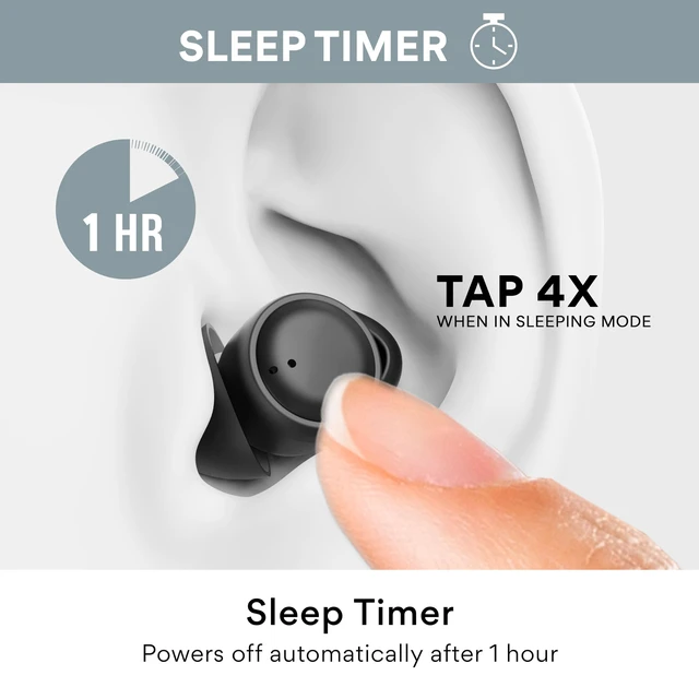 Alt view image 3 of 7 - SleepTones Sleep Earbuds Bluetooth for Side Sleeper, Black Compact Wireless Sleeping Headphones, Low-Profile Earpieces for Comfortable Fit, Built-in Mic, Touch Controls, Charging Case