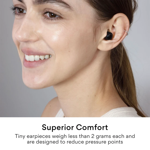 Alt view image 5 of 7 - SleepTones Sleep Earbuds Bluetooth for Side Sleeper, Black Compact Wireless Sleeping Headphones, Low-Profile Earpieces for Comfortable Fit, Built-in Mic, Touch Controls, Charging Case