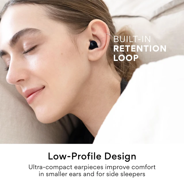 Alt view image 4 of 7 - SleepTones Sleep Earbuds Bluetooth for Side Sleeper, Black Compact Wireless Sleeping Headphones, Low-Profile Earpieces for Comfortable Fit, Built-in Mic, Touch Controls, Charging Case