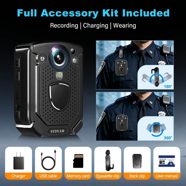 Alt view image 5 of 7 - 4K Body Camera, 11-13Hrs Battery Body Cameras with Audio and Video Recording, H.265 Video Code Body Cam for Security Guard Train Conductor Delivery Driver Waiter (128GB)