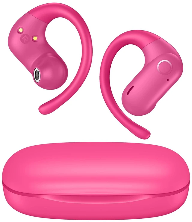 Main image of Open Ear Buds Wireless Earbuds 5.4 Bluetooth Headphones Deep Bass Sound,smart Touch Control,60Hrs Playtime Earphone with Earhooks for Running, Meeting, Workout-Hot Pink