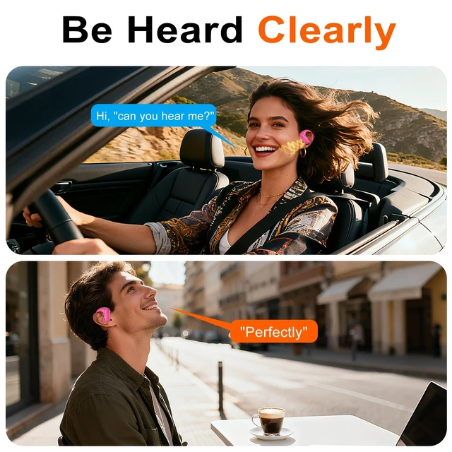 Alt view image 5 of 7 - Open Ear Buds Wireless Earbuds 5.4 Bluetooth Headphones Deep Bass Sound,smart Touch Control,60Hrs Playtime Earphone with Earhooks for Running, Meeting, Workout-Hot Pink