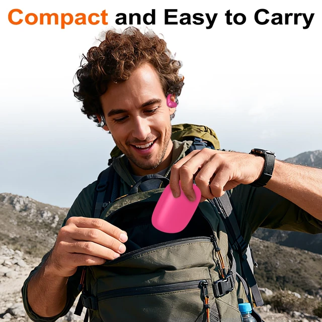 Alt view image 7 of 7 - Open Ear Buds Wireless Earbuds 5.4 Bluetooth Headphones Deep Bass Sound,smart Touch Control,60Hrs Playtime Earphone with Earhooks for Running, Meeting, Workout-Hot Pink