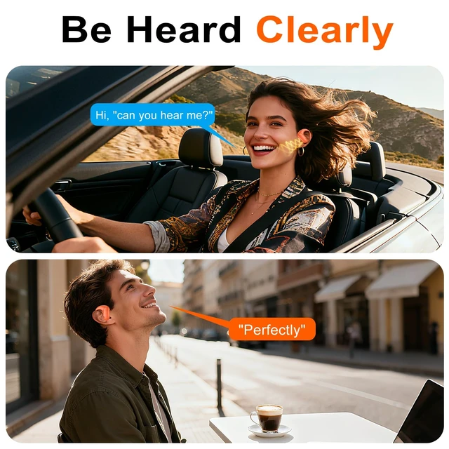 Alt view image 4 of 7 - Open Ear Buds Wireless Earbuds 5.4 Bluetooth Headphones Deep Bass Sound,smart Touch Control,60Hrs Playtime Earphone with Earhooks for Running, Meeting, Workout-Orange