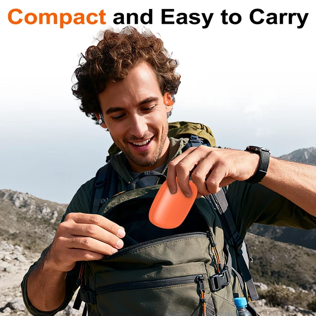 Alt view image 7 of 7 - Open Ear Buds Wireless Earbuds 5.4 Bluetooth Headphones Deep Bass Sound,smart Touch Control,60Hrs Playtime Earphone with Earhooks for Running, Meeting, Workout-Orange
