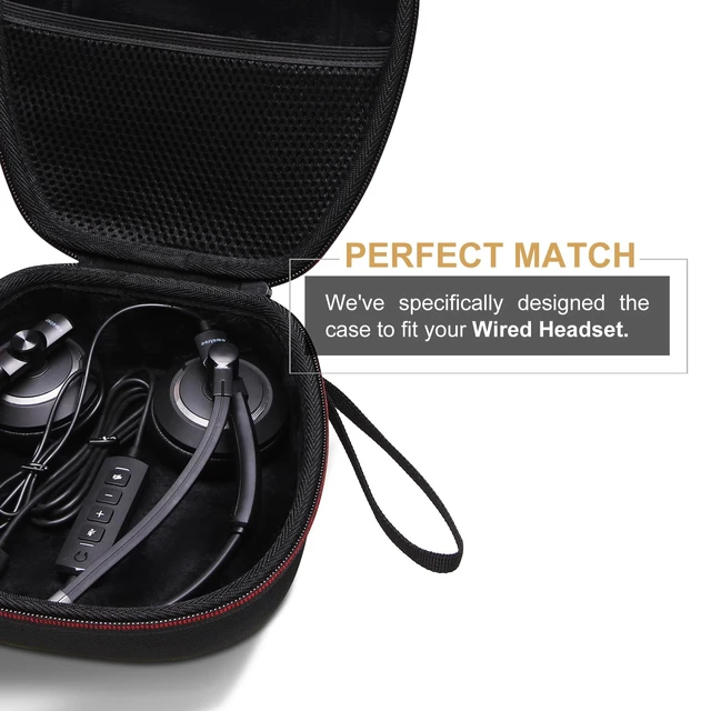 Alt view image 4 of 7 - Case for Logitech H390/H391/Zone 301/H111/H570e Wired Headset Black Hard Carrying Travel Wired Headset Case for Logitech H390/H391/Zone 301/H111/H570e & JIAMQISHI/Poly Blackwire 3220/AOC