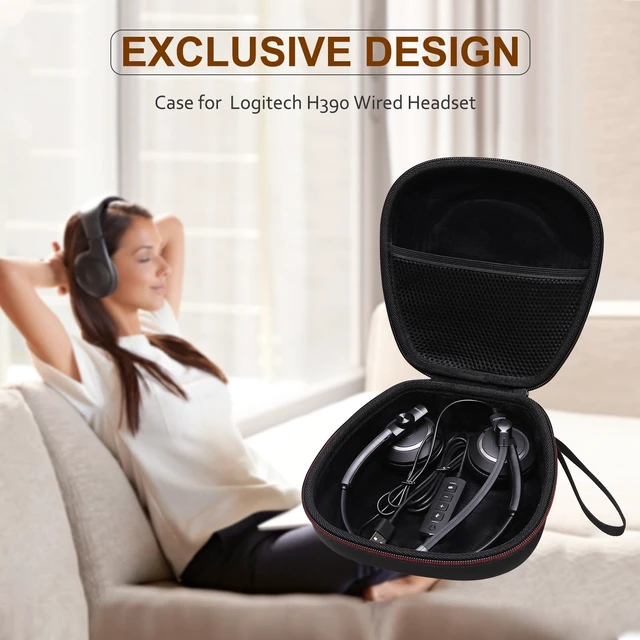 Alt view image 7 of 7 - Case for Logitech H390/H391/Zone 301/H111/H570e Wired Headset Black Hard Carrying Travel Wired Headset Case for Logitech H390/H391/Zone 301/H111/H570e & JIAMQISHI/Poly Blackwire 3220/AOC