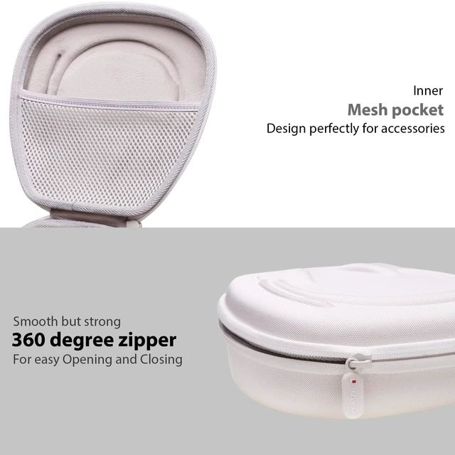 Alt view image 3 of 7 - Case for Logitech H390/H391/Zone 301/H111/H570e Wired Headset White Hard Carrying Travel Wired Headset Case for Logitech H390/H391/Zone 301/H111/H570e & JIAMQISHI/Poly Blackwire 3220/AOC