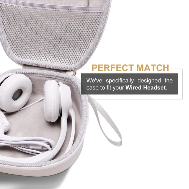 Alt view image 4 of 7 - Case for Logitech H390/H391/Zone 301/H111/H570e Wired Headset White Hard Carrying Travel Wired Headset Case for Logitech H390/H391/Zone 301/H111/H570e & JIAMQISHI/Poly Blackwire 3220/AOC