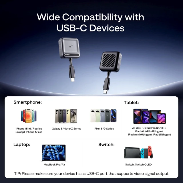 Alt view image 5 of 7 - Wireless USB-C Transmitter for Zip, Requires DP Alt Mode Output CastPlay Pro Type-C Dongle Compatible with Smartphones, Laptops, Tablets and Switch