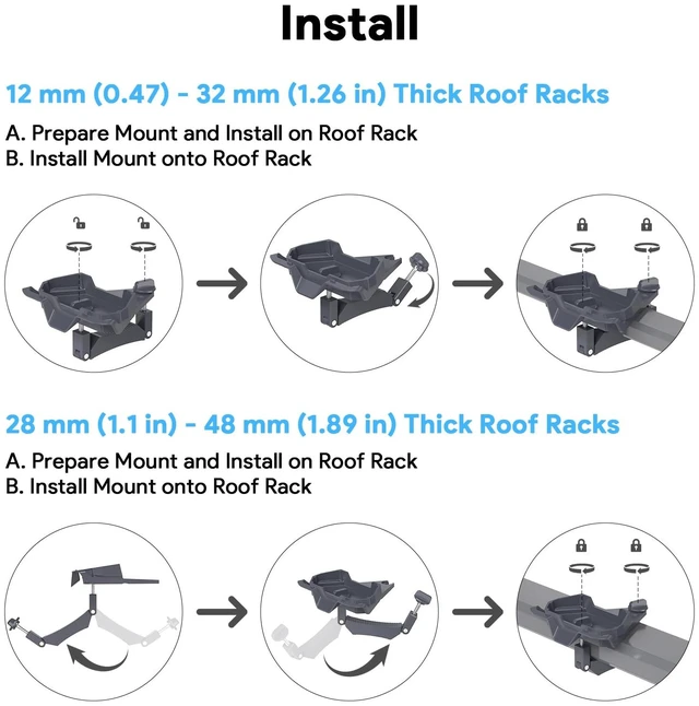Alt view image 3 of 7 - ® Aluminum Roof Rack Mount for Starlink Mini/ Mini X, 0.47"-1.89" Fits Starlink Mini, 0.47"-1.89" Roof Racks (No Round Bars), 500lb Capacity, Anti-Rust Aluminum, Ideal For RV & Van Mobility