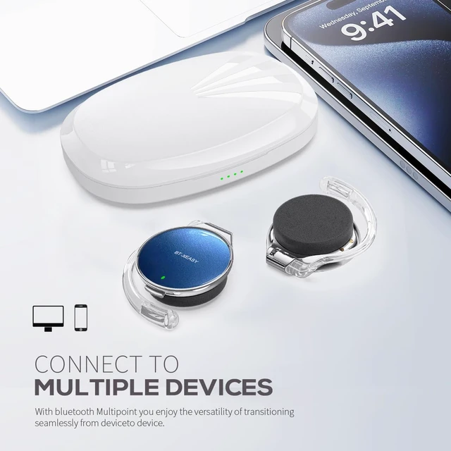 Alt view image 3 of 6 - Open Ear Headphones Wireless, 52Hrs Playtime, with Hook Bluetooth Headset Lightweight Earphones, Clip-On Ear Design, Dual Device Pairing, for Workouts