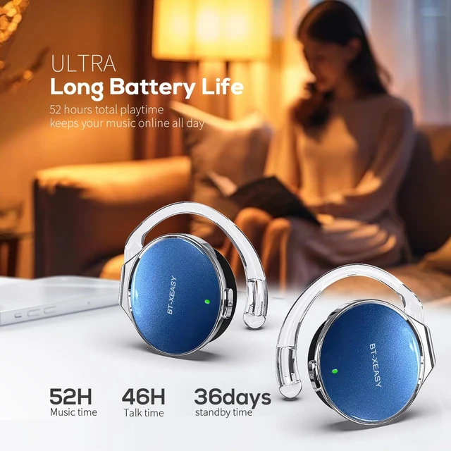 Alt view image 2 of 6 - Open Ear Headphones Wireless, 52Hrs Playtime, with Hook Bluetooth Headset Lightweight Earphones, Clip-On Ear Design, Dual Device Pairing, for Workouts