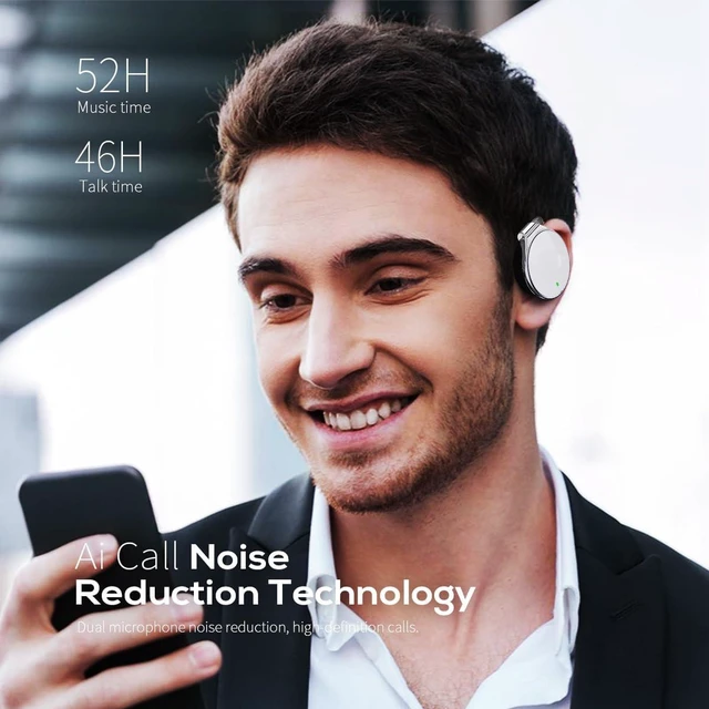 Alt view image 5 of 6 - Open Ear Wireless Headphones 52H Playtime Bluetooth 5.4 Ear Clip Earbuds 52H Music - 46H Calls - Over Ear Comfort - BT5.4 Stable - Dual-Device Connect - NTC Overheat Protection - ENC Clear Calls