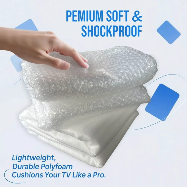 Alt view image 5 of 7 - Foam Flat Screen TV Cover and Bubble TV Protective Cover, Fits Up to 75" TV 70"W X 42"H, 1×Foam and 1×Bubble, Flat Screen TV Protection Bubble Wrap for TV Moving, Storing, Packing or Home Renovation