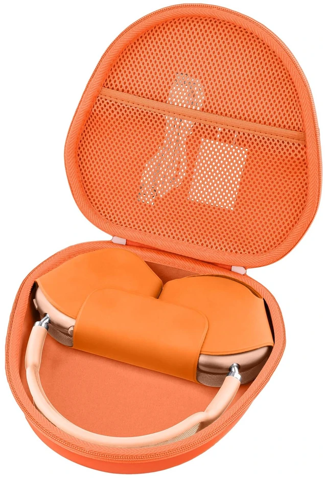 Main image of Case for Apple Airpods Max/Max 2 Wireless Over-Ear Headphones,Orange EVA Hard Shell, Mesh Pocket Accessory Storage, Travel-Ready Portable Storage for Apple Airpods Max 2 Headphones