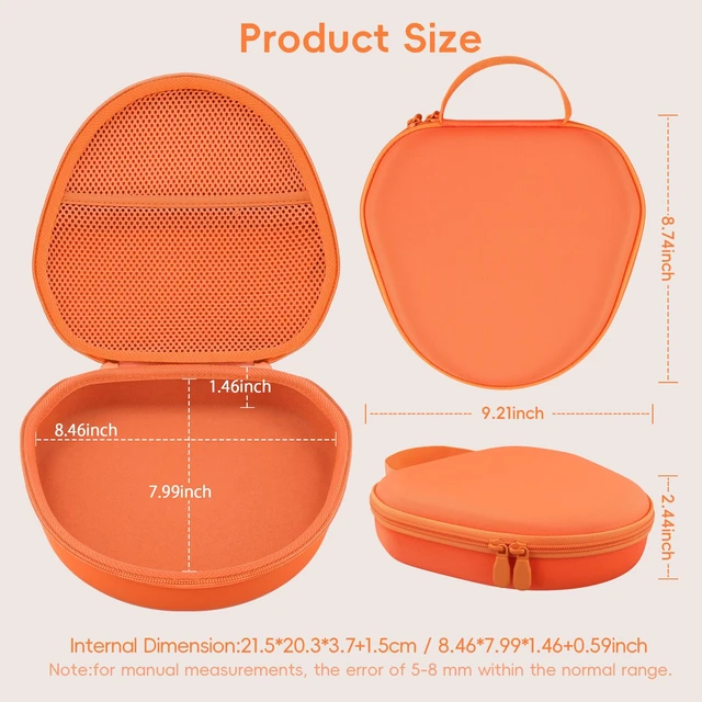 Alt view image 3 of 7 - Case for Apple Airpods Max/Max 2 Wireless Over-Ear Headphones,Orange EVA Hard Shell, Mesh Pocket Accessory Storage, Travel-Ready Portable Storage for Apple Airpods Max 2 Headphones