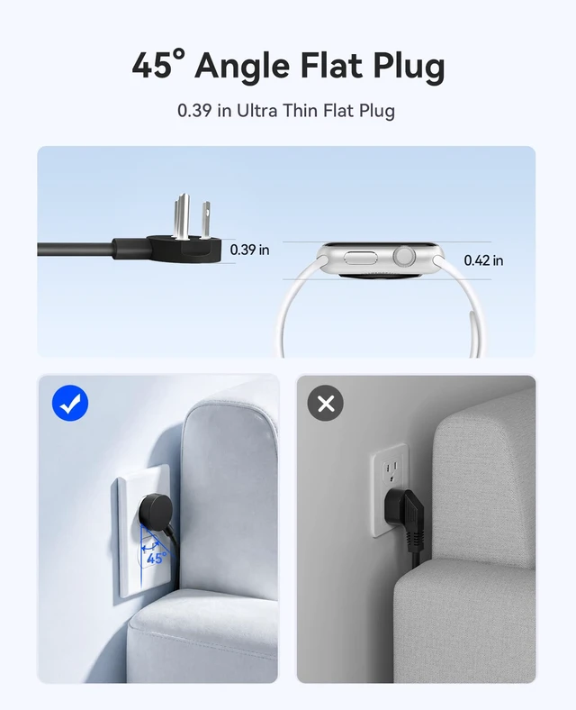 Alt view image 7 of 7 - Magnetic Power Strip with 20W PD Fast Charging USB C Ports 6-in-1 Round Desktop Extension Cord (10ft) with 2 AC Outlets, 2 USB-C, 2 USB-A, Wall Mountable for Dorm Room & Office