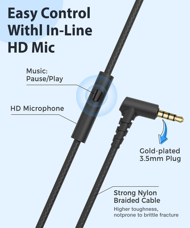 Alt view image 4 of 7 - C24 Foldable Wired Headphones for Kids with Microphone, 3.5mm Jack Girls Boys Childs Head phones Corded Foldable Lightweight for School Classroom Airplane Chromebooks Laptop Phones Black Blue
