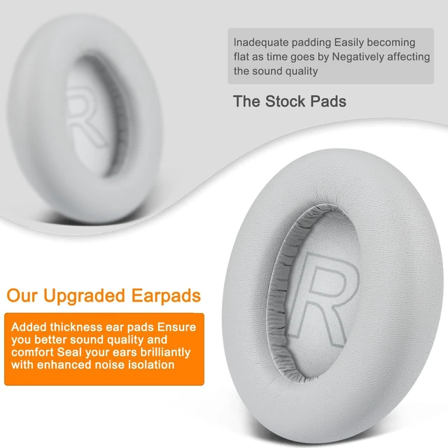 Alt view image 7 of 7 - Ear Pads Cushions Replacement for Anker Soundcore Life 2 (Not fit Life 2 Neo)/Q20/Q20+/Q20I/Q20BT Headphones, Ear Pads with Softer Protein Leather, Noise Isolation Foam - Grey