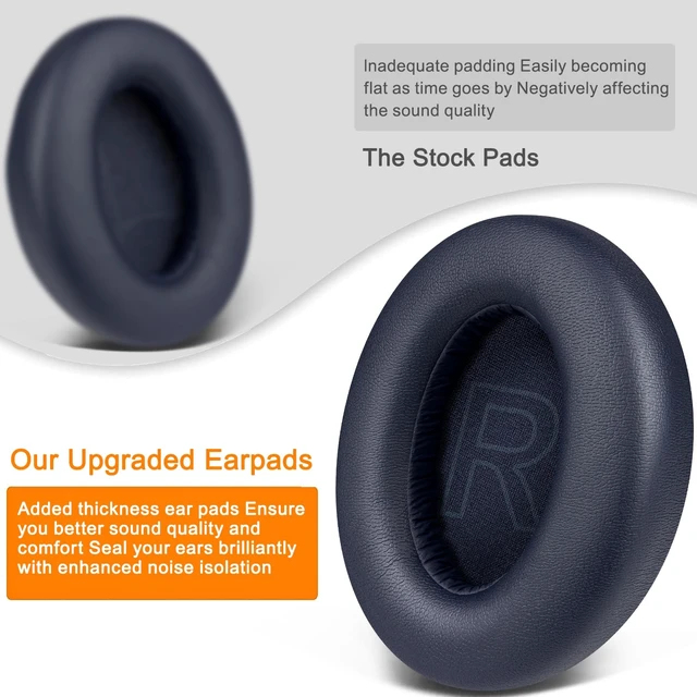 Alt view image 7 of 7 - Ear Pads Cushions Replacement for Anker Soundcore Life 2 (Not fit Life 2 Neo)/Q20/Q20+/Q20I/Q20BT Headphones, Ear Pads with Softer Protein Leather, Noise Isolation Foam - Navy Blue