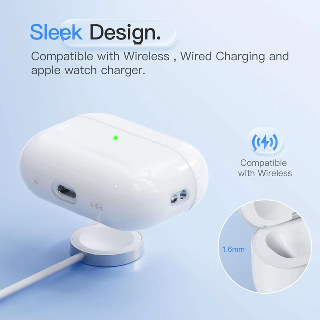 Alt view image 4 of 6 - Case for AirPods Pro 2 Never-Sretch-Out Shock-Proof Protective Semi Hard Silicone Case Compatible with Apple Airpods Pro 2nd Generation (White)