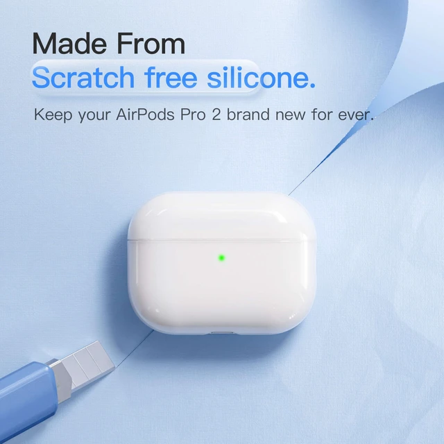 Alt view image 5 of 6 - Case for AirPods Pro 2 Never-Sretch-Out Shock-Proof Protective Semi Hard Silicone Case Compatible with Apple Airpods Pro 2nd Generation (White)