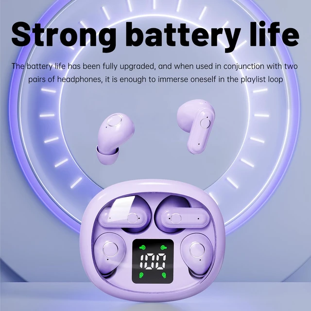 Alt view image 7 of 7 - Wireless Bluetooth HeadsetTiny Size Invisible EarbudsSleep and Sports Earphones Set, 2 Pairs, Mini and Short Handle Designfor Work Sport Sleeping (Khaki)
