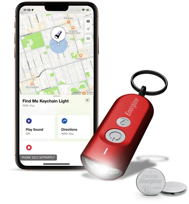Main image of Find Me Keychain Light, Apple Find My Bluetooth Tracker, Red Find keys fast, key finders & trackers with LED light, Apple Find My, key chain flashlight, ABS plastic