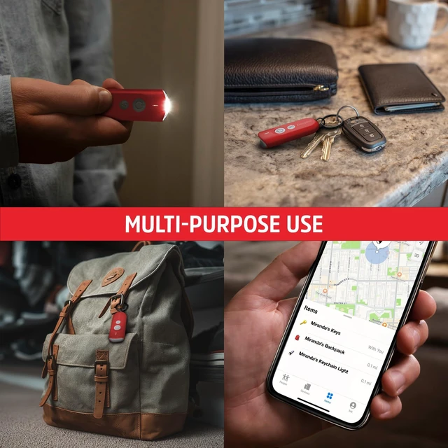 Alt view image 4 of 7 - Find Me Keychain Light, Apple Find My Bluetooth Tracker, Red Find keys fast, key finders & trackers with LED light, Apple Find My, key chain flashlight, ABS plastic