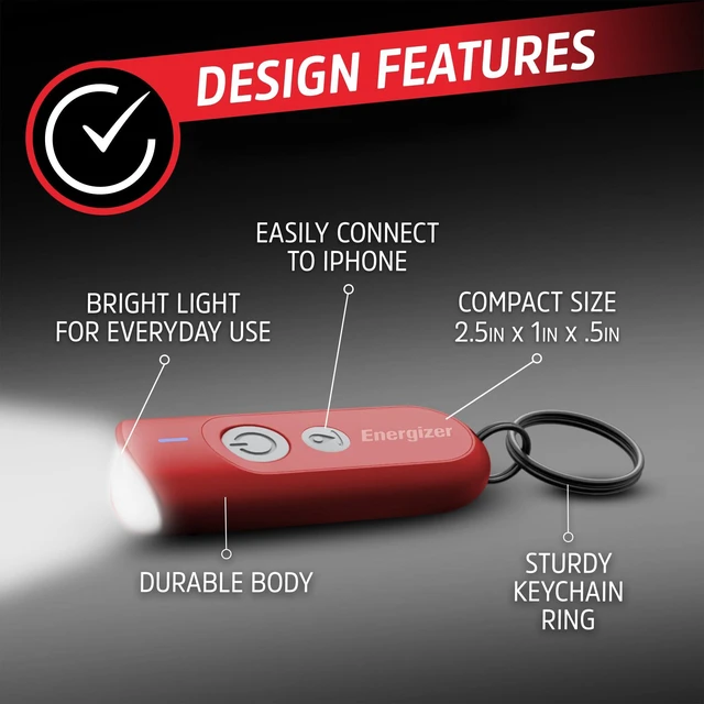 Alt view image 5 of 7 - Find Me Keychain Light, Apple Find My Bluetooth Tracker, Red Find keys fast, key finders & trackers with LED light, Apple Find My, key chain flashlight, ABS plastic