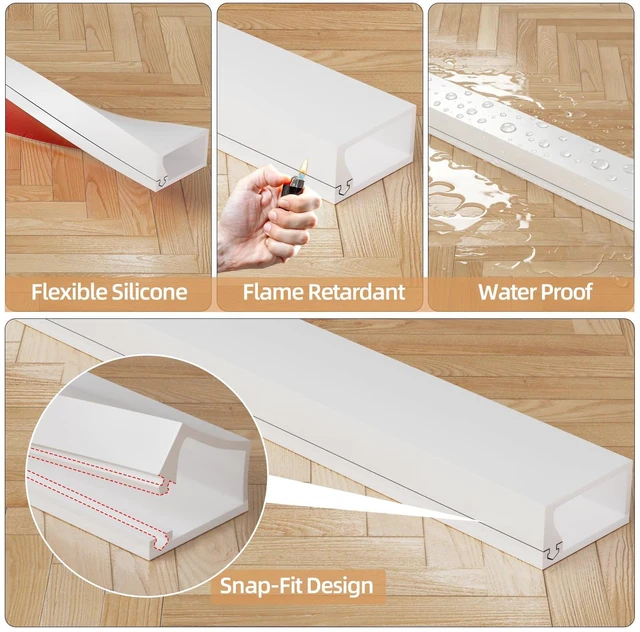 Alt view image 4 of 7 - 78inch Silicone Cord Hider for 2-3 Wires, W1× H0.58, Flexible Cord Cover Raceway with Side Slot,Small Wire Concealer for 2-3 Cable-Cuttable & Bendable,Child & Pet Safe,White