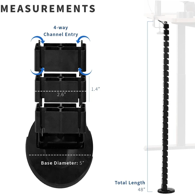 Alt view image 2 of 7 - Black Under Desk Vertebrae Cable Management Kit, DESK-AC01C Adjustable Quad Entry Flexible Cord Organizer for Home Office