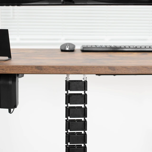 Alt view image 4 of 7 - Black Under Desk Vertebrae Cable Management Kit, DESK-AC01C Adjustable Quad Entry Flexible Cord Organizer for Home Office