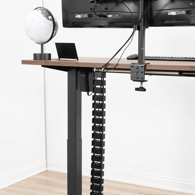 Alt view image 5 of 7 - Black Under Desk Vertebrae Cable Management Kit, DESK-AC01C Adjustable Quad Entry Flexible Cord Organizer for Home Office
