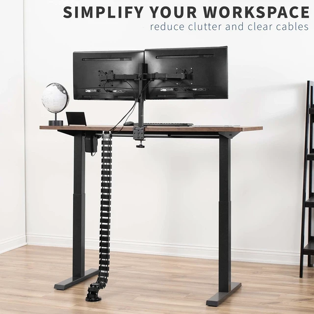 Alt view image 7 of 7 - Black Under Desk Vertebrae Cable Management Kit, DESK-AC01C Adjustable Quad Entry Flexible Cord Organizer for Home Office