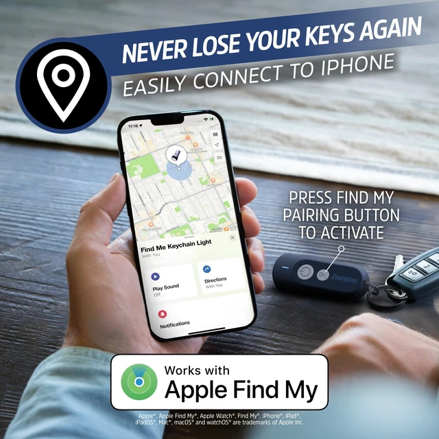 Alt view image 2 of 7 - Find Me Keychain Light, Apple Find My Bluetooth Tracker, Blue Find keys fast, key finders & trackers with LED light, Apple Find My, key chain flashlight, ABS plastic