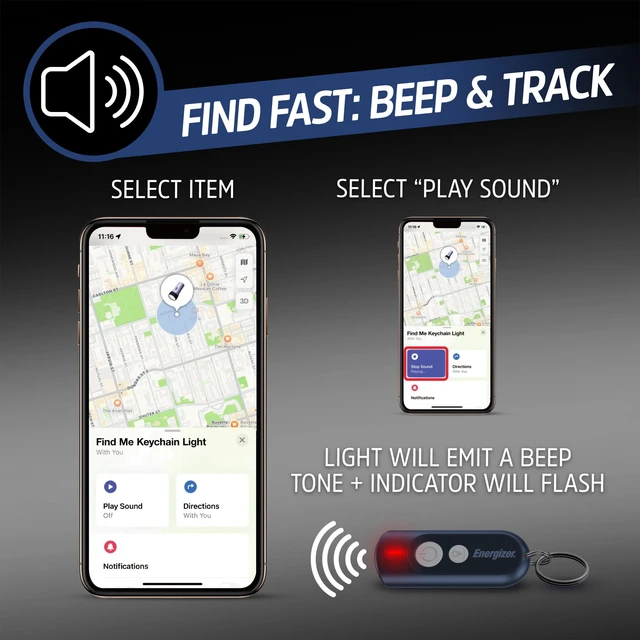 Alt view image 3 of 7 - Find Me Keychain Light, Apple Find My Bluetooth Tracker, Blue Find keys fast, key finders & trackers with LED light, Apple Find My, key chain flashlight, ABS plastic