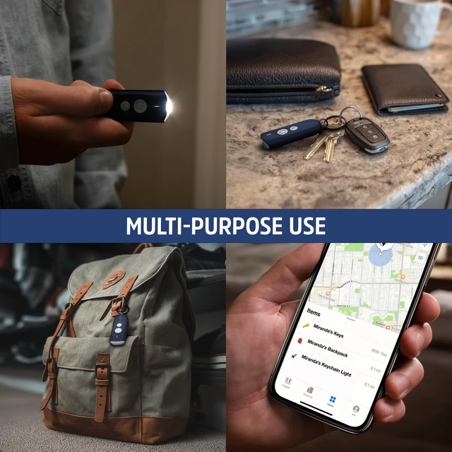 Alt view image 4 of 7 - Find Me Keychain Light, Apple Find My Bluetooth Tracker, Blue Find keys fast, key finders & trackers with LED light, Apple Find My, key chain flashlight, ABS plastic