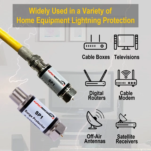 Alt view image 2 of 7 - 4 Pcs Coaxial Surge Lightning Protector/Surge Suppressor -for Protector Satellite in-Line, Cable Box, Distribution Amplifier - 75 ohm 5-2400Mhz Home Cable TV Lightning Arrestor