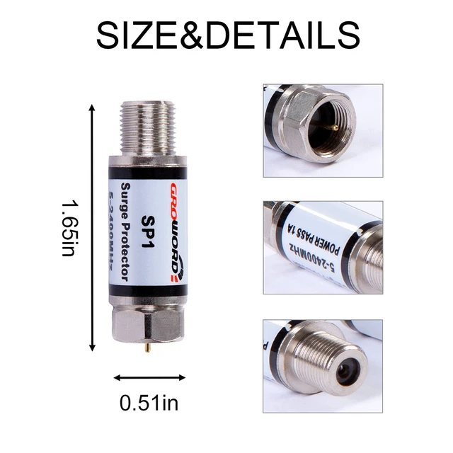 Alt view image 7 of 7 - 4 Pcs Coaxial Surge Lightning Protector/Surge Suppressor -for Protector Satellite in-Line, Cable Box, Distribution Amplifier - 75 ohm 5-2400Mhz Home Cable TV Lightning Arrestor