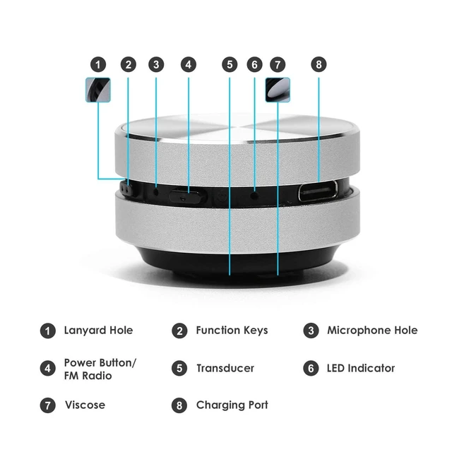 Alt view image 5 of 6 - 2pcs Bone Conduction Speakers Bluetooth Portable Mini Wireless Speaker Stereo Bass Sound Creative Portable Speakers Music Player for Home,Outdoor,Travel