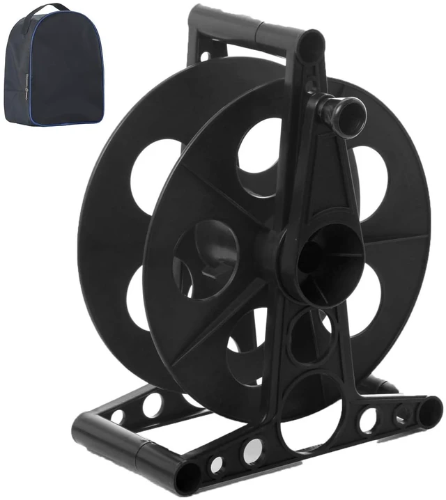Main image of Cord Storage Reel with Handle Driven Easy to Use with Carrying Bag Holds up to 135 feetBlack