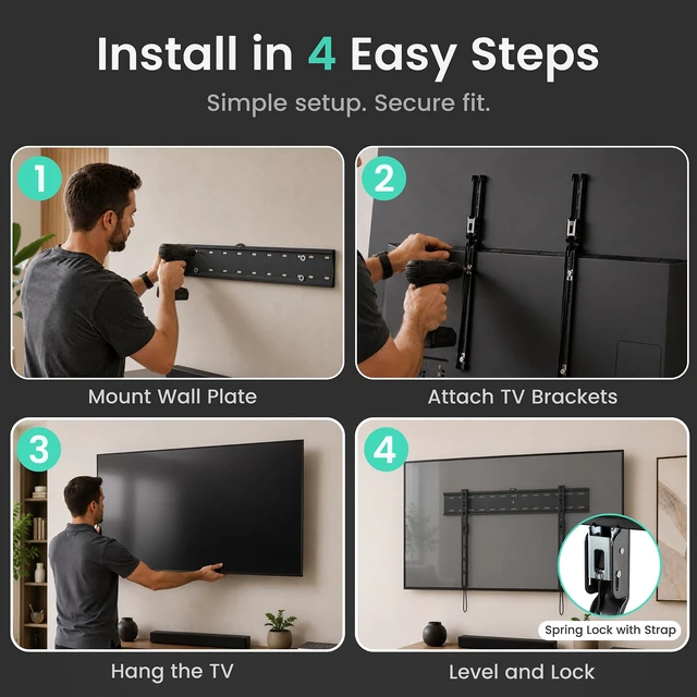 Alt view image 5 of 7 - Ultra Slim TV Wall Mount for 43-80" OLED TVs, Pack of 1 Micro Gap 0.7" Low Profile Flush TV Mount, Cable Management, MAX VESA 600x300, Holds Upto 88 lbs, Mounting Hardware