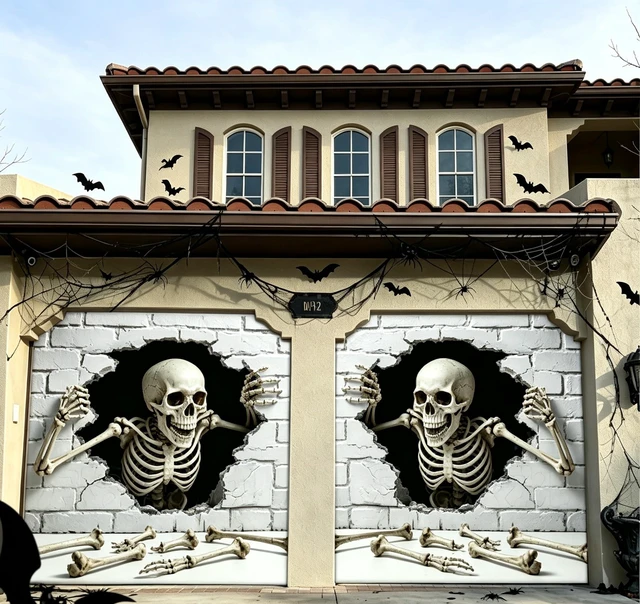 Main image of 2pack 7x8 ft Halloween Garage Door Cover for one-car Garage Halloween Garage Door Decorations 8x7 ft Banner Backdrop, Easy Installation, for Home Outdoor Indoor Spooky Party Wall