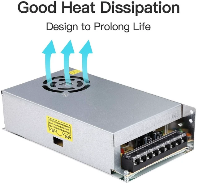 Alt view image 2 of 7 - 20A 250W 12V DC Power Supply, Universal Regulated Switching AC 110V/220V to DC Converter (SMPS) Transformer Driver Adapter for LED Strip Lights, CCTV Camera System, 3D Printer, Radio, Computer Project