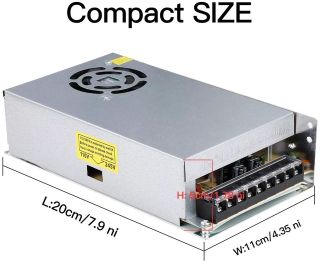 Alt view image 4 of 7 - 20A 250W 12V DC Power Supply, Universal Regulated Switching AC 110V/220V to DC Converter (SMPS) Transformer Driver Adapter for LED Strip Lights, CCTV Camera System, 3D Printer, Radio, Computer Project